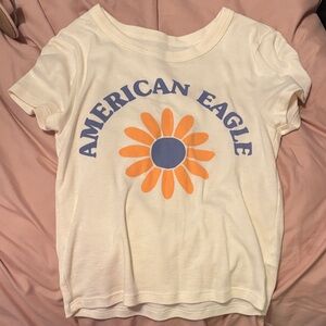 American Eagle Outfitters Cream and Orange Crop Top
